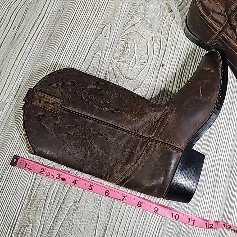 Masterson Boot Co. Brown Western Leather Cowboy Boots Style  RB2000Y Kids Sz 4D